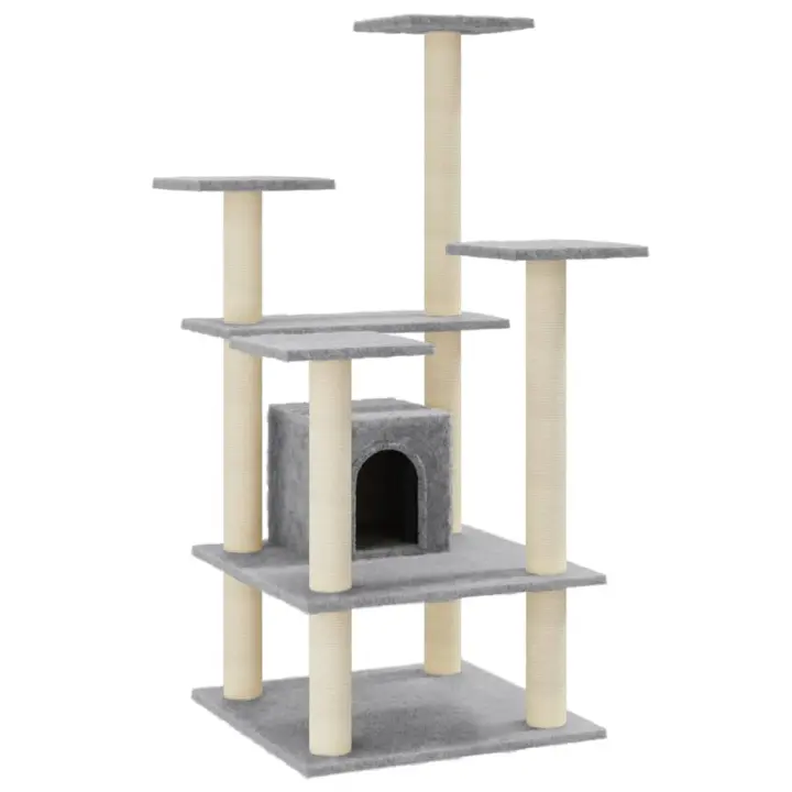 Rascador para Gatos con postes de ISAL gris Claro 110 cm - 1