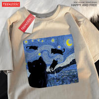 Camiseta De Algodón Respirable Para Hombre Y Mujer Con Diseño De Gato Estrellado Estilo Casual Y Amplio Para El Verano - details 16