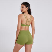 Sujetador De Fitness Para Mujer En Color Sólido Soporte Alto Con Push up Y Padded Espalda Cruzada Hollow Para Yoga Y Gimnasio Deporte Top Tensión Alta Absorbedora De Choque - details 8
