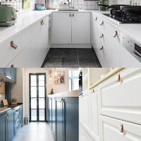 Pomo De Cuero Artificial Y Metal Para Muebles De Niños Estilo Nórdico Pull De Cobre Para Armario De Cocina Y Gabinete Herramienta De Muebles - details 11