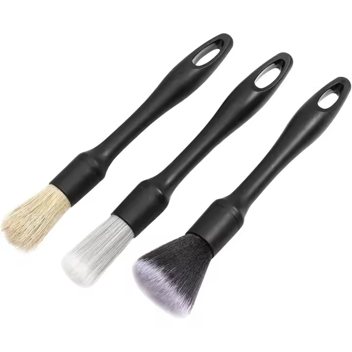 3pcs Car Detailing Brushes Set Soft Auto Detailing Brush Kit Interchangeable Different Sized Car Detail Cleaning Tool - 1