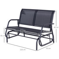 Outsunny Banco Balancín Tipo Silla Oscilante de Jardín o Patio con 2 Plazas 120x70x85 cm Metal y Tela Texteline - details 3