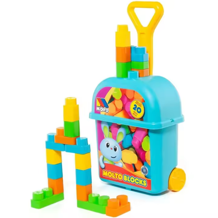 Moltó Carrito con 20 Bloques Azul (24462) - 1
