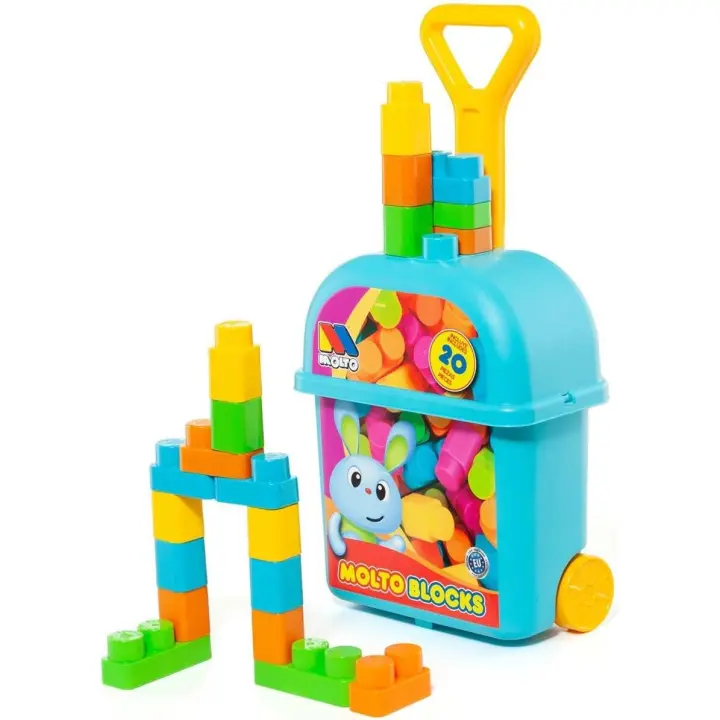 Moltó Carrito con 20 Bloques Azul (24462) - 1