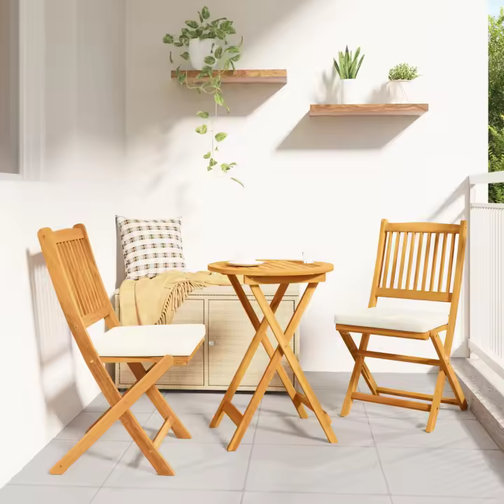 Set de Bistro de Jardín de 3 Piezas vidaXL en Madera Sólida de Acacia - 1