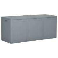 vidaXL Caja de almacenaje para jardín 270 L PP ratán en color Gris/Marrón - details 0