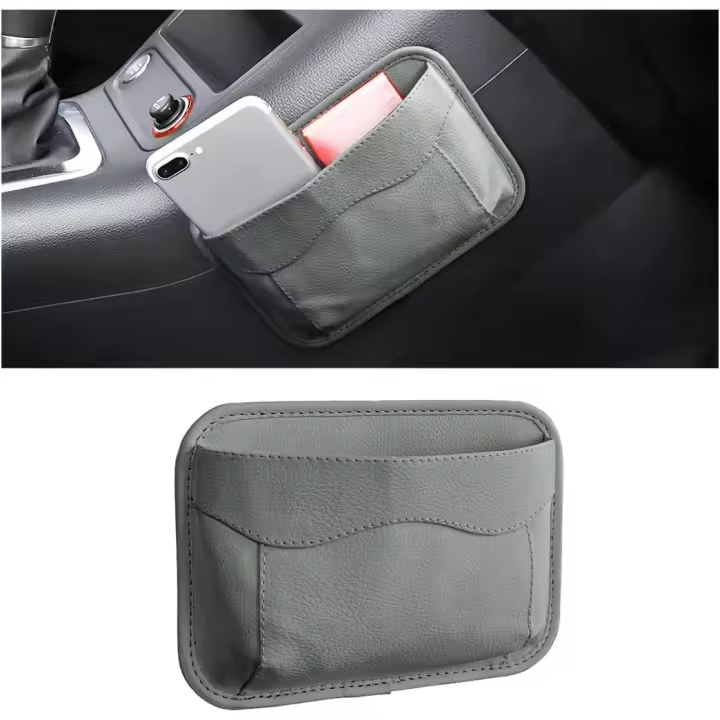 Organizador de bolsillo lateral para asiento de automóvil, minibolsa de almacenamiento de cuero de PU para consola de ventana de puerta de automóvil,bolsa para rellenar el espacio del asiento del vehículo - 1
