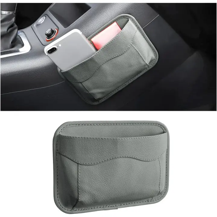 Organizador de bolsillo lateral para asiento de automóvil, minibolsa de almacenamiento de cuero de PU para consola de ventana de puerta de automóvil,bolsa para rellenar el espacio del asiento del vehículo - 1