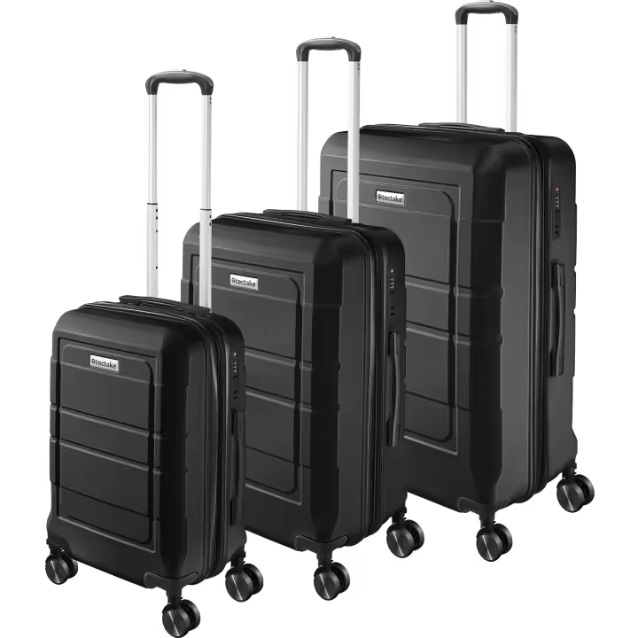 Tectake - Juego de 3 maletas de viaje rígidas BRICE con cerradura TSA, Apilables de 3 piezas para viajes cortos y largos, Carcasas rígidas resistentes a golpes, arañazos y agua, fabricadas en plástico ABS, Mangos telescópicos ajustables  en 3 niveles - 1