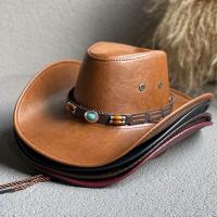 Sombrero De Vaquero Vintage De Cuero Sintético Para Mujeres Y Hombres Sombrero De Paja Panama Para Mujeres Sombrero De Jazz Cowgirl Hombre - details 7