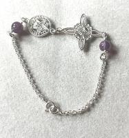 pulsera amuleto doble protección nudo de bruja y tetragrámaton con amatista, plata de ley-40ycuatrojoyeria - details 0
