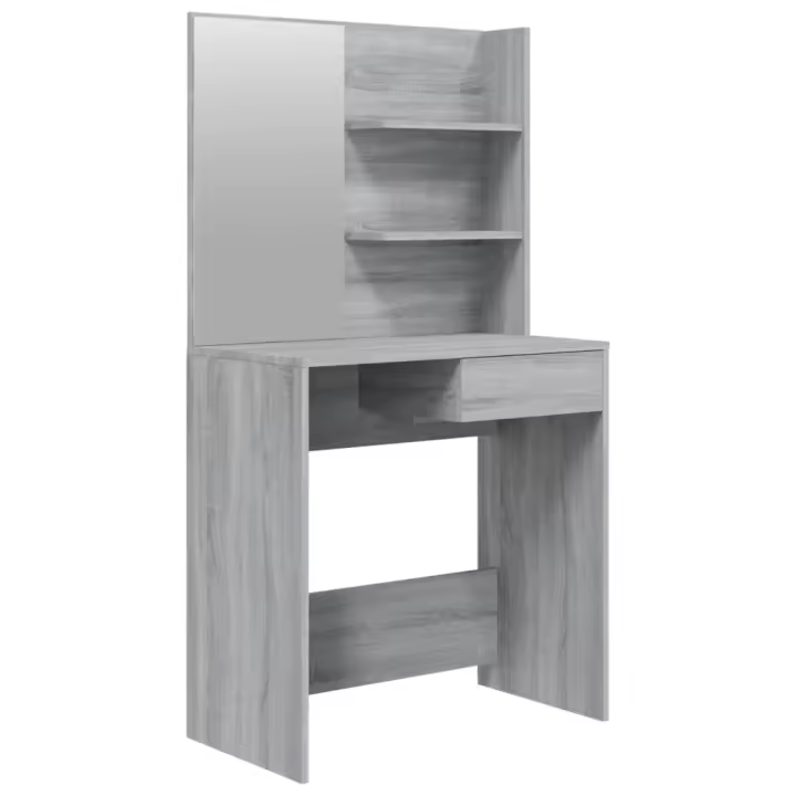 Tocador con espejo color gris sonoma 74,5x40x141 cm - 1