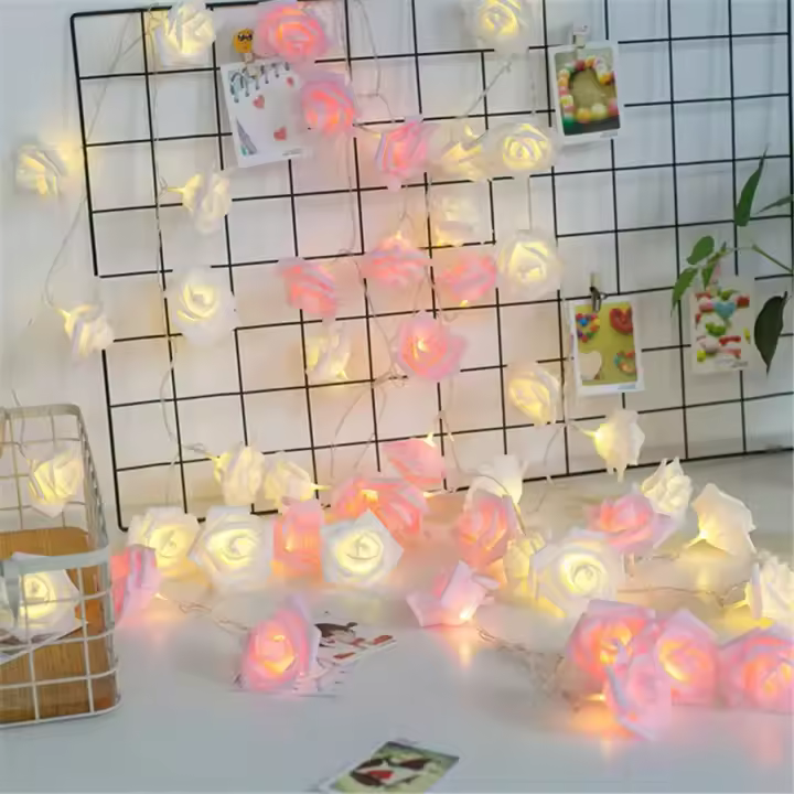 Lámpara De Rosas Con 24 LEDs Decoración De Mesa Para Bodas Día De La Madre Día De San Valentín Regalo Para Niñas Y Mamás - 1