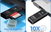 Lector de Tarjetas SD/Micro SD 3.0 -Marca NFMAXONE- Adaptador USB Pendrive Card Reader Compatible con SD/SDXC/SDHC/TF/UHS-I, PC, Teléfonos,Tablets. para iPhone 15/16 Pro MAX, MacBook Air/Pro, Galaxy S25, etc - details 1