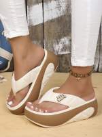Sandalias De Verano Para Mujer Con Plataforma Gruesa Y Tacón Medio Comodidad Suave Moda Casual Para Playa Y Vacaciones Zapatos Simples De Exterior - details 1