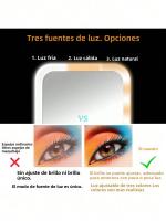 Espejo De Maquillaje LED Con Ajuste De Brillo Y Giratorio Incluye Almacenamiento Y Cargador USB Para Tu Belleza Diaria - details 5