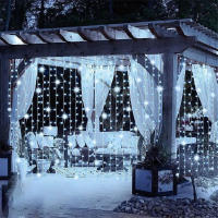 Luces De Tela Solar Con 600 LED Para Jardín Fiesta Boda Decoración De Navidad Cobre Fino Arco Iris De Jardín Puerta De Entrada - details 5