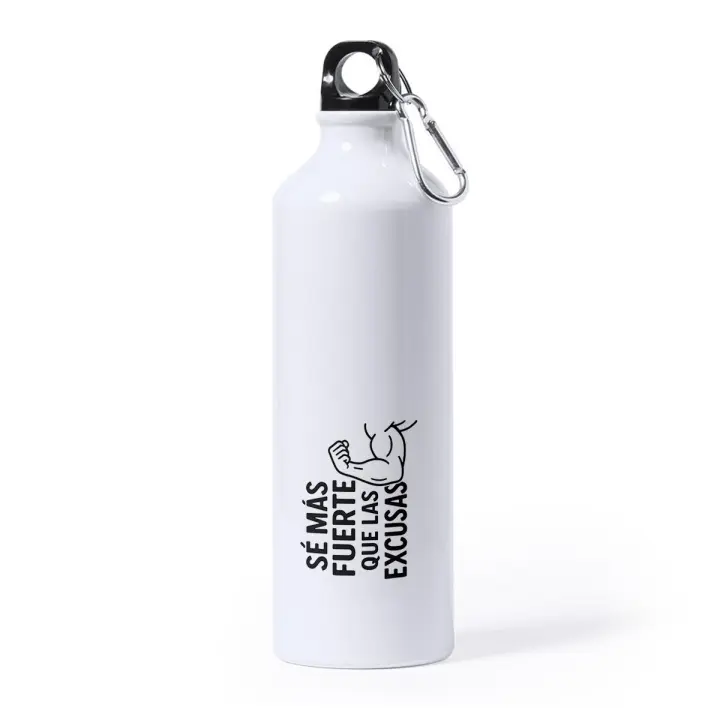 MERCHANDMANIA Bidón Grande 800 ml acero inoxidable frase motivadora se más fuerte que las excusas deporte deportivo con mosqueton botella - 1