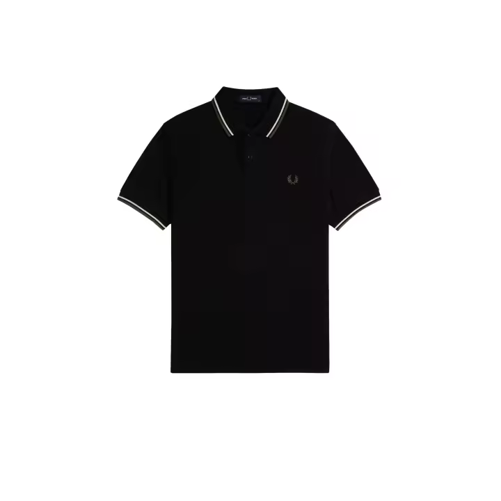 Fred Perry Slim Fit Twin Tipped Polo Black / Ecru / Laurel Wreath Green - 1