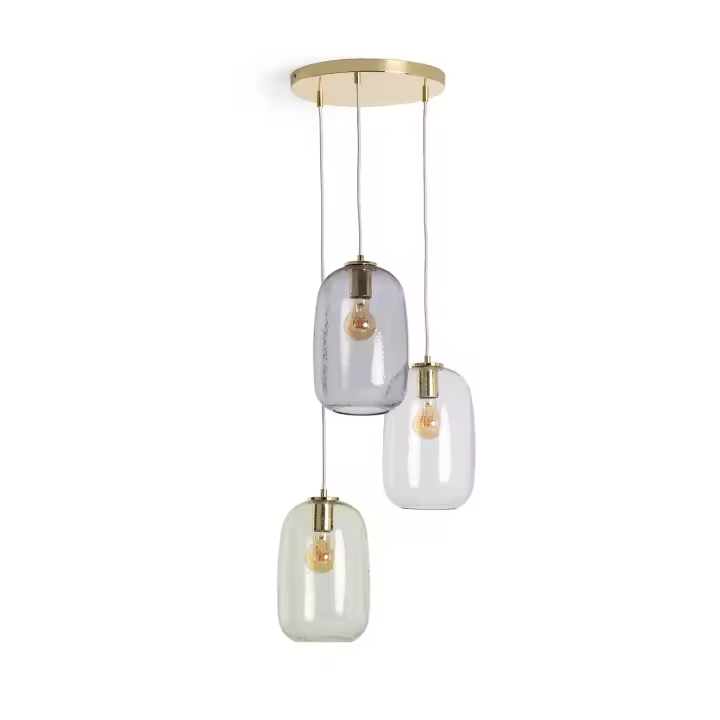 Ledkia Lámpara Colgante Cristal Vintage con Tulipas Ahumadas - 1