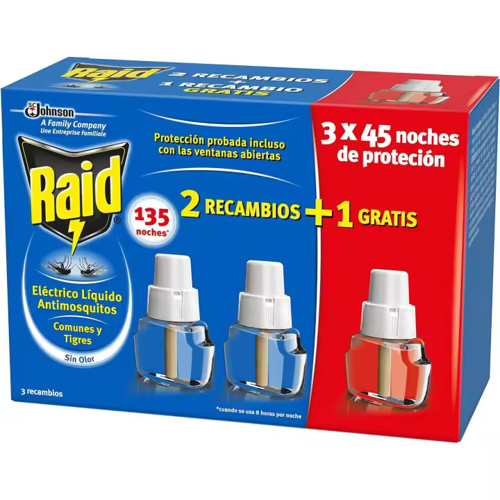 Raid - Recambio para Difusor Eléctrico Anti Mosquitos Comunes y Tigre 135 Noches - 1