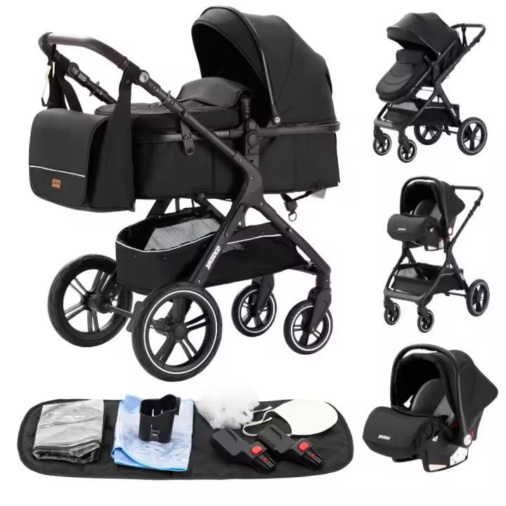 EU Children Store - Cochecito de bebé 3 en 1, carrito portátil de viaje, lujoso, plegable, de paisaje alto, marco de aluminio, multifuncional - 1
