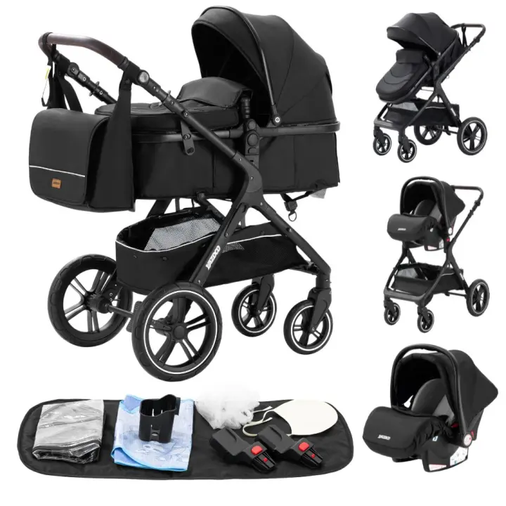 EU Children Store - Cochecito de bebé 3 en 1, carrito portátil de viaje, lujoso, plegable, de paisaje alto, marco de aluminio, multifuncional - 1