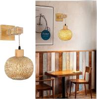 Lámpara De Pared De Bambú Natural Tejido a Mano E27 Lámpara De Techo De Cesta De Rattan Decoración De Habitación Luz De Fijación En La Pared - details 7