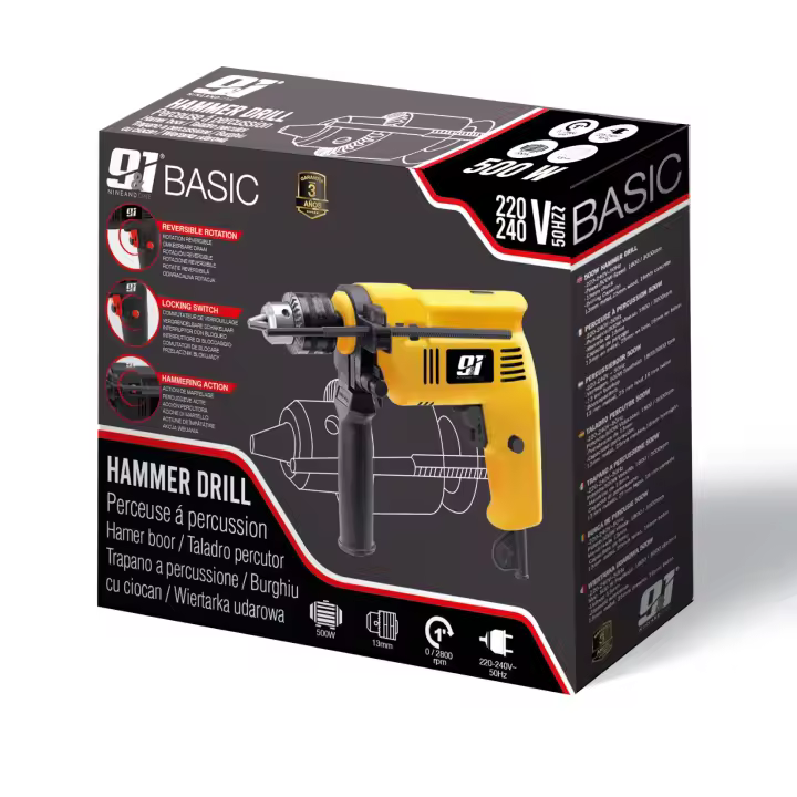 ORION91oficial® - Taladro Percutor 500W,  Reversible Velocidad Variable, Uso Doméstico - SpazioLuzio - 1