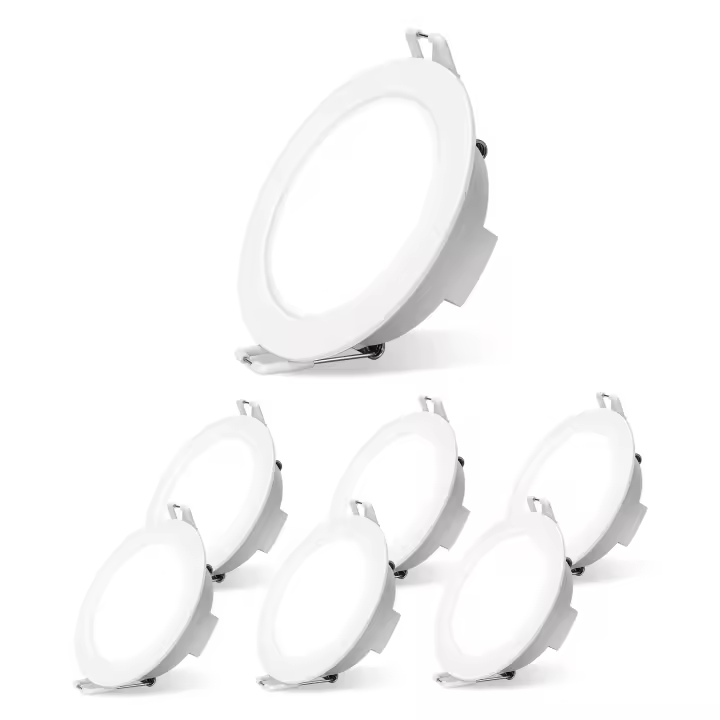 Aigostar Downlight LED Techo Empotrable 4.8W IP65 Impermeable, Ojos de Buey 6500K luz blanca fría, Downlight LED Baño Extraplano Negro, Foco Empotrable LED, ø87*H35mm, 6 pack - 1