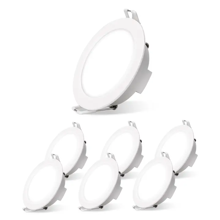 Aigostar Downlight LED Techo Empotrable 4.8W IP65 Impermeable, Ojos de Buey 6500K luz blanca fría, Downlight LED Baño Extraplano Negro, Foco Empotrable LED, ø87*H35mm, 6 pack - 1