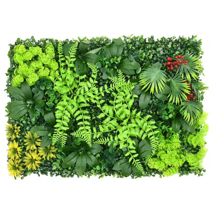 Pared De Plantas Artificiales Reutilizable Fondo De Hierba Panel De Pared Plástico Jardín Falso Verde Con Valla Colgante Decorativa Para Exposiciones Y Decoración De Espacios Exteriores - 1