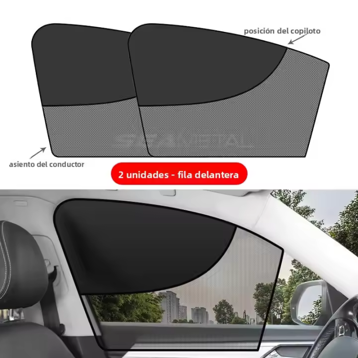 SEAMETAL 2Pcs Cortinas Magnéticas Para Coche Doble Capa Protección Solar Privacidad Bloqueo UV Cubierta Para Niños Ventana Lateral - 1
