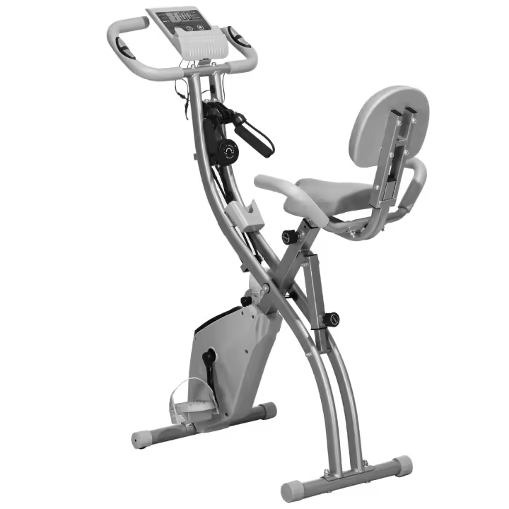 HOMCOM Bicicleta Estática Plegable Regulable en Altura Resistencia Magnética Ajustable Bicicleta de Ejercicio Fitness con Pantalla LCD y Asiento con Respaldo 97x51x115 cm - 1