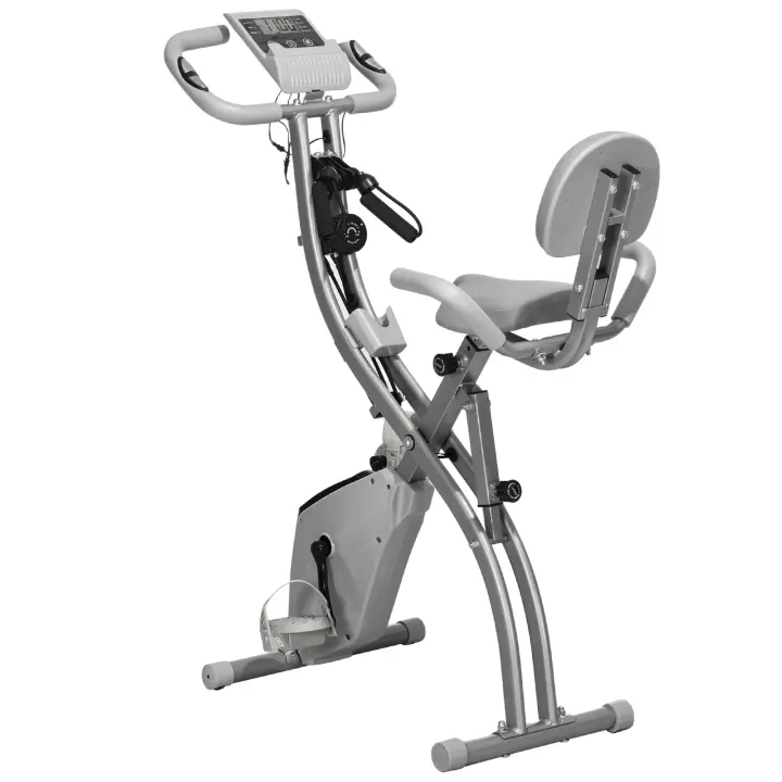 HOMCOM Bicicleta Estática Plegable Regulable en Altura Resistencia Magnética Ajustable Bicicleta de Ejercicio Fitness con Pantalla LCD y Asiento con Respaldo 97x51x115 cm - 1