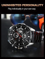 Reloj De Hombre VA VA VOOM De Acero Inoxidable Con Dial Grande De 46mm En Color Plata Y Negro Serie Original De Carreras Deportivas Reloj De Cuarzo Resistente Al Choque Y a Agua - details 5