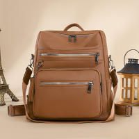 Mochila de PU retro europea y americana, mochila informal de gran capacidad para mujer - details 6