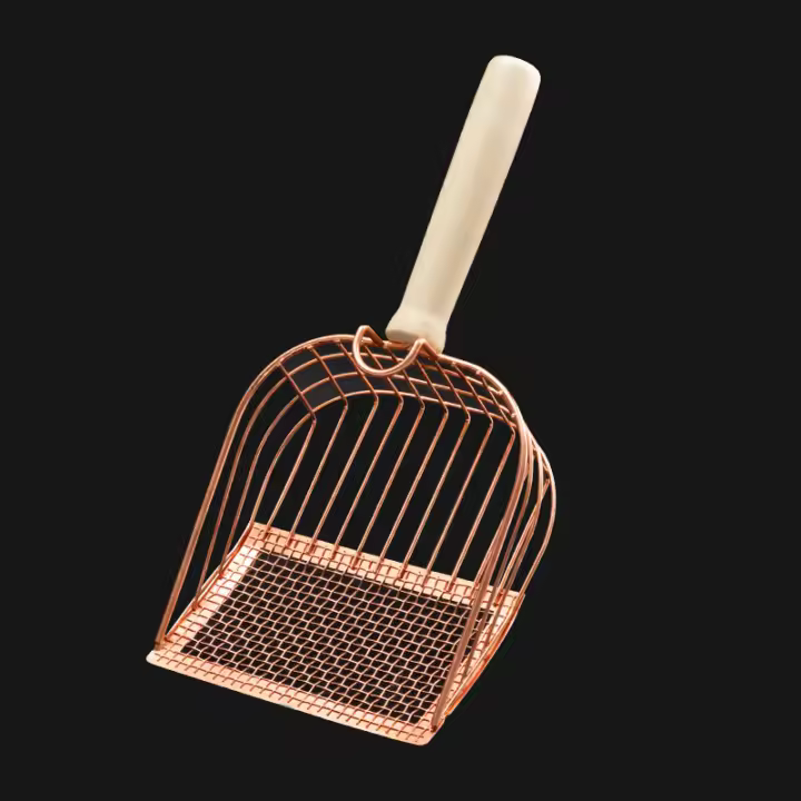 Shovel Para Basura De Gato De Acero Inoxidable Con Mango De Madera Fácil De Lavar Resistente Al Rusticidad Herramienta De Limpieza Del Lodo Para Gatos Apto Para Gatitos - 1