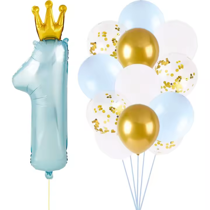 15PCS Ballons Anniversaire 1 An Décoration Fête 1er Ballon Numéro 1 Bleu et Ballons Colorés pour Fête Anniversaire Party Fourniture Anniversaire Décoration Accessoires Cadeau pour Enfant Garçon - 1