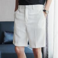 Shorts De Verano Para Hombre Blancos Y Delgados Estilo Coreano Moda Negocios Trabajo Ropa Casual De Cintura Media Talla Regular - details 10