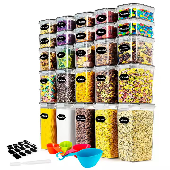 JUPPLIES Botes Cocina Almacenaje - Recipientes Herméticos para Alimentos - Tarros Cocina Almacenaje de Plastico - Contenedores para Cereales, Pasta, Granos, Harina - 1