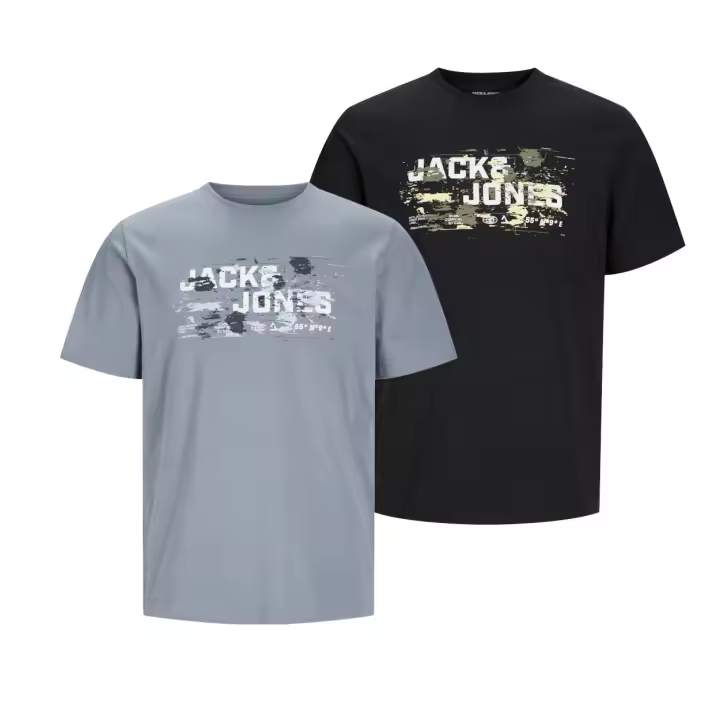 Jack & Jones Hombre Pack 2 Camisetas de Algodón de 160 grs  Logo estampado Moda Casual Informal Primavera Verano Ref 262560 - 1