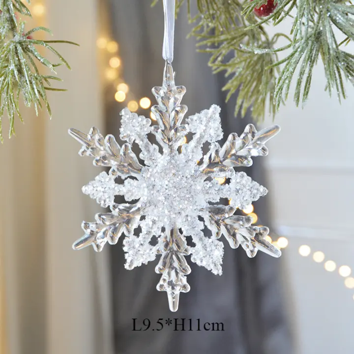 Adorno De Navidad De Acrílico En Forma De Árbol De Navidad Campanas Estrella Y Copos De Nieve Para Decoración De Habitaciones Y Hogar - 1
