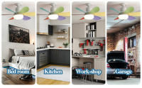 Ventilador De Techo Con Luz 40W E27 Control Remoto LED Para Baño Dormitorio Cocina Soporte Para Instalación Y Luz Dimmable - details 10