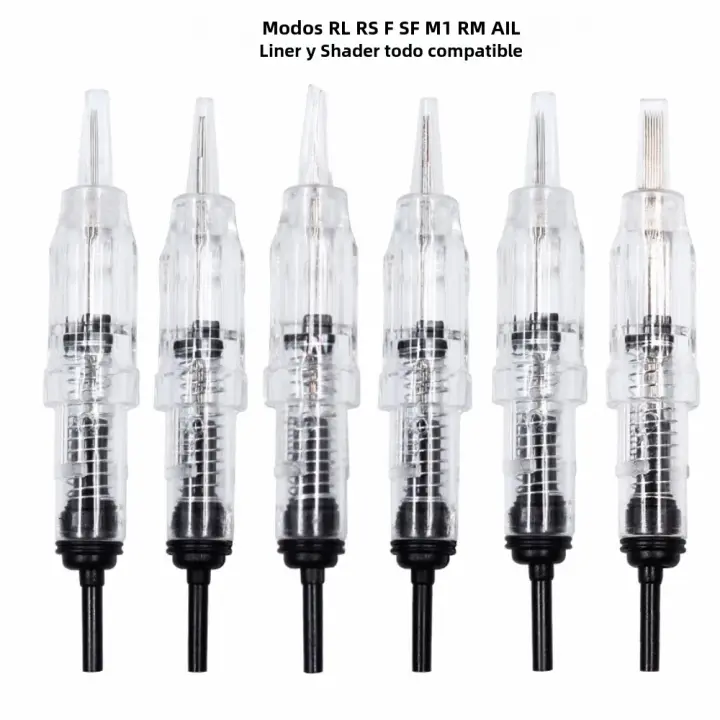 100pcs Agujas De Tatuaje Desechables Y Estériles Para Maquillaje Permanente 1RL Cartridge Fácil Click Para Cejas Y Labios Suministros De Tatuaje - 1