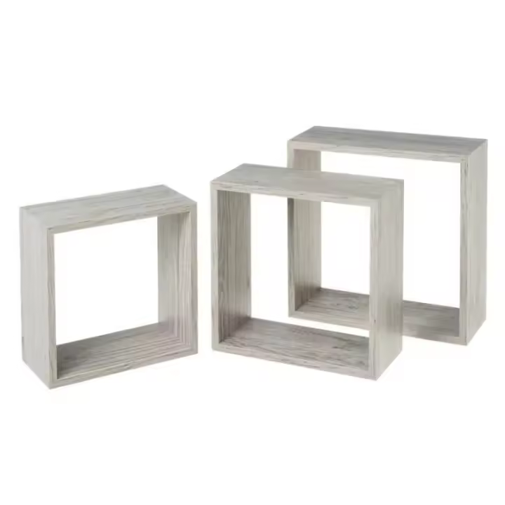 Dcasa Set de 3 estantes cubo grandes de madera MDF gris nórdicos - 1
