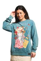 SUDADERA AMOR PROPIO de Anabel Lee. "Ni tú eres para tanto ni yo para tan poco" .Sudadera ligeramente oversize, de manga larga y cuello redondo.Acabado con efecto FADE OUT - details 2
