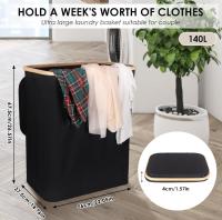 Cesta de lavandería de 140 litros con tapa COLOR BEIGE, cesta de lavandería extra grande con 3 forros extraíbles (3 compartimentos), soporta hasta una semana de ropa para la familia, 22 x 15 x 26 - details 1