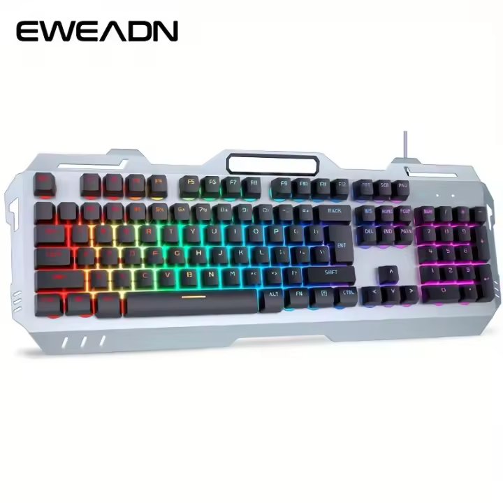 Teclado De Juego EWEADN GX80Z 104 Teclas Con Panel De Metal Todas Las Metalizadas Silencioso Y Retroiluminado LED Para Uso En Hogar Escuela Y Laptop - 1