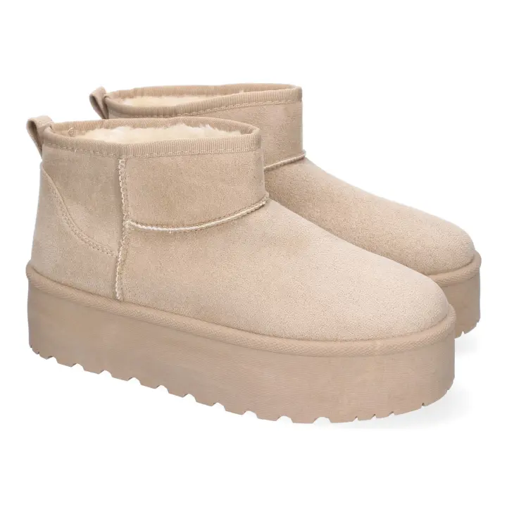 PuntoSalao Botas australianas de plataforma y pelo para mujer color beige 6BKA - 1